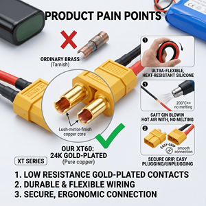 Özel XT30 XT60 XT90 Silikon Kablo Demeti Elektronik Güç Kablosu Montajı XT Kablolama Lityum Pil Endüstriyel Ekipmanlar için - Product Image 2