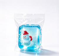 Jouet à presser carré transparent multicolore en TPR de 5,5 cm avec figurine de Père Noël flocon de neige, thème de Noël, bloc anti-stress