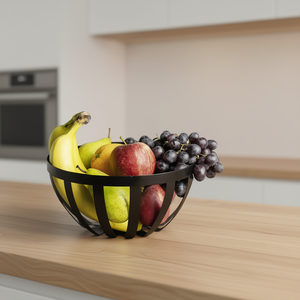 Cesta de frutas GUSTA de metal negro de 12 pulgadas de diámetro para almacenamiento en la cocina - Product Image 3