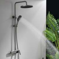 Ensemble de douche mural de luxe en laiton chromé anti-traces de doigts, 3 fonctions, pressurisé, avec barre coulissante à double poignée pour massage, idéal pour hôtel