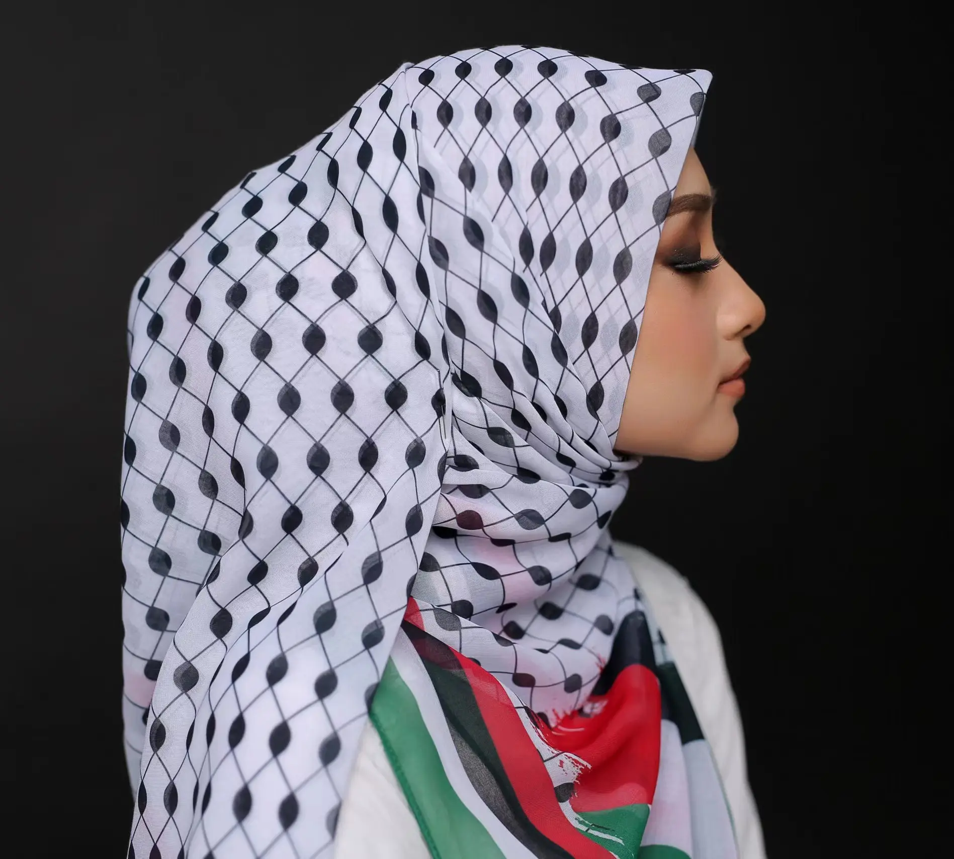 2023 Palestijnse Sjaal Op Maat Bedrukt Katoen Voile Murah Japan Tudung Bawal Katoen Voile Hijab