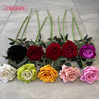 DC104 Dalian Chermy Fleur artificielle Rose en velours rouge pour la Saint-Valentin