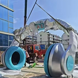 Fiberglass Headphone Sculpture Outdoor <b>Large</b> Scale Abstract Geometric Floor Mount Resin <b>Ornament</b> - Product Image 4