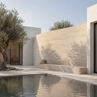 Revêtement mural flexible en pierre imitation travertin beige doré 1200x3000mm pour la décoration murale des hôtels et villas, plaque murale MCM
