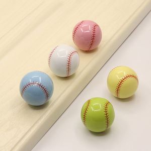 Boutons de meuble en céramique à thème dessin animé : poignées de tiroir pour commode en forme de baseball et de football, décoration unique pour chambre d'enfant - Product Image 2