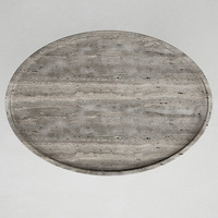 Table d'appoint ovale en marbre avec plateau en marbre, base cylindrique en pierre de travertin massif, style Wabi Sabi, meuble d'appoint intérieur, maison de rêve
