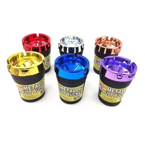 Wholesale New Colorful Plastic Butt Bucket Ashtray Electroplating Color Lid Butt Car Cigar Ashtrays