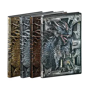 Hot Sale 3d Antique Dragon Journal A5 Size Embossed Leather Writing Notebook Hardcover Gift Journal