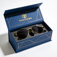 Boîte magnétique personnalisée et boîte cadeau bleue pour lunettes de soleil, impression couleur sur papier bleu