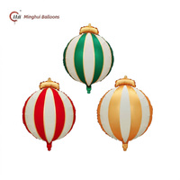 Ballon décoratif de Noël mat rayé en aluminium, ornement de Noël, ballon de fête pour la maison
