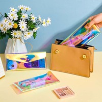 Vente en gros PVC transparent, rangement pour boutons-pression, étui à crayons pour étudiants, porte-sac de papeterie simple, pochettes à crayons pour filles