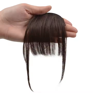 Perruque de cheveux humains noirs et bruns pour femmes Perruque de cheveux naturels à franges Extension de cheveux à clipser - Product Image 1