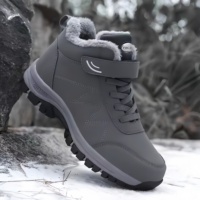 Bottes de randonnée unisexes 2026 imperméables, antidérapantes, confortables, en cuir PU pelucheux, chaudes pour l'hiver, à lacets, pour l'escalade printanière