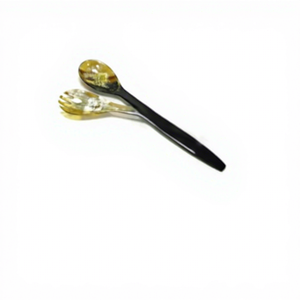 Cuillère à salade unique en bois et corne de bœuf vintage, matériau écologique, vaisselle durable, compatible lave-vaisselle, pour fêtes - Product Image 4