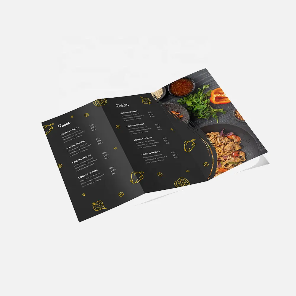 फ्लेक्सोग्राफी हार्डकवर विज्ञापन मुद्रण फैंसी डिजाइन पीडीएफ खाद्य उत्पाद कॉर्पोरेट वॉलेट चमड़ा ब्रोशर