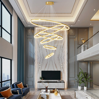 Salon moderne et minimaliste Salle à manger Hall d'hôtel familial Cercles multicouches Anneau en or Lustre à LED