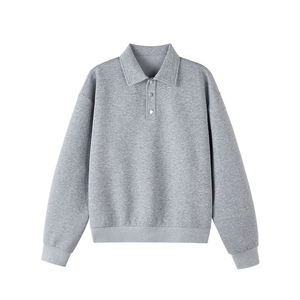 Pull à col polo rétro japonais personnalisé avec logo, pour hommes et femmes, marque de mode, style décontracté ample à manches longues - Product Image 2
