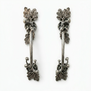 Manija de puerta de hierro forjado de estilo clásico, con diseño de hoja de roble – accesorio decorativo para portones. - Product Image 1