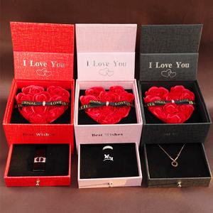 TC Barato Personalizado Doble Puerta Abierta Cajón Embalaje Anillo Collar Caja San Valentín Día DE LA Madre Regalos Forma de Corazón 9 Rose Joyero - Product Image 4