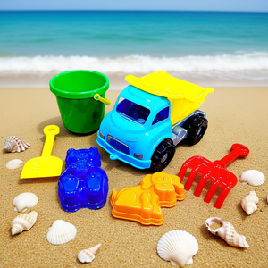 Kids <b>Beach</b> Dump Truck Toy Set with Bucket Shovel Rake and Sand Molds Outdoor Play Toy - Product Image 3