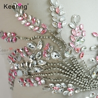 Haute qualité mariage ivoire perlé strass corsage patchs pour robe WDP-163