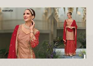 Vêtements indiens et pakistanais Salwar Kameez en soie à broderie lourde à l'avant et à l'arrière les plus vendus pour la vente à l'exportation - Product Image 5