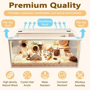 Villa pour animaux de compagnie en bois massif avec toit ouvrant, <span class=keywords><strong>cage</strong></span> d'élevage à température constante pour petits animaux, boîte d'escalade pour hamsters - Product Image 2