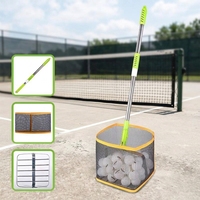 Panier pliable pour pickleball avec poignée télescopique en acier inoxydable, récupérateur de balles, portable pour l'entraînement sur le terrain