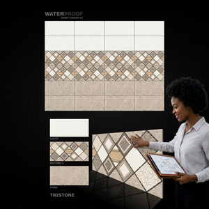 Azulejos de Porcelana Digitales de la Mejor Calidad, 300x600mm, Diseño Tristone, Antideslizantes, para Baño, Interiores, Exteriores y Sala de Estar - Product Image 1
