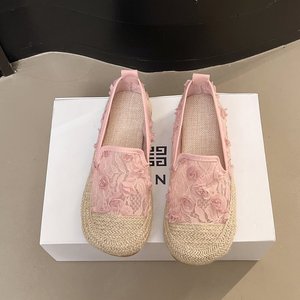 Летние женские туфли 2026 в стиле феи: дышащие сетчатые туфли-рыбачки с цветочным узором и плетеным джутовым верхом оптом - Product Image 5