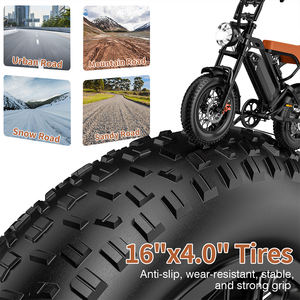 Vélo Électrique Américain 48V 13Ah Rétro Cruiser Tout Suspendu 5 Vitesses Roues 16'' Cadre en Acier <span class=keywords><strong>Carbone</strong></span> Haute Résistance - Longue Autonomie - Product Image 4