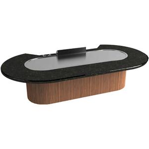 Venta caliente multifunción comercial sin humo oval Gas eléctrico <span class=keywords><strong>teppanyaki</strong></span> parrilla cocina accesorio Mesa - Product Image 1