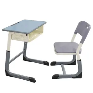 High Quality Comfortable School Furniture Adjustable Student Study Desk and Chair Set for Sale Single Seat