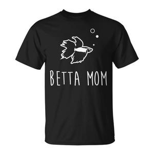 Camiseta Betta Mom Negra Unisex para Adultos, Cuello Redondo, Manga Corta, Diseño Serigrafiado para Dueños de Mascotas - Product Image 1