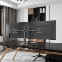 Support d'écran double robuste, charge de 10 kg, rotation à 360 degrés, support d'écran peu encombrant avec bras pour écran