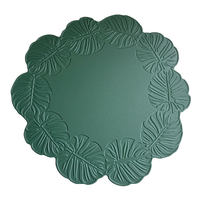 Set de 4 dessous-de-plat circulaires en cuir motif feuille de tortue, style INS, isolants thermiques, imperméables et gaufrés, pour mariages, festivals et Noël