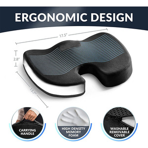 Bewalker mùa hè làm mát Gel tăng cường bộ nhớ bọt chống trượt Coccyx Ghế văn phòng miếng đệm chỉnh hình Gel Ghế đệm - Product Image 2