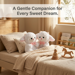 Peluche di Agnello Carino da 8 Pollici, Pecora Morbida Riccia, Bambola di Peluche con Fiocco Rosa, Confortante e Abbracciabile, Regalo di Compleanno, Decorazione per Cameretta Bambini - Product Image 3