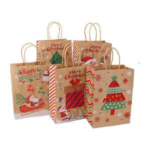 Logo personnalisé direct usine Sacs de cadeau de Noël en papier kraft recyclable écologique et résistant pour la promotion en stock - Product Image 4