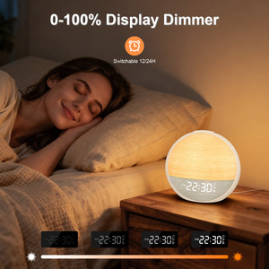 Réveil intelligent avec simulation de lever de soleil, lumière, réveil avec sons de la <span class=keywords><strong>nature</strong></span>, haut-parleur de <span class=keywords><strong>bruit</strong></span> blanc, lampe de chevet, horloge numérique de table - Product Image 5