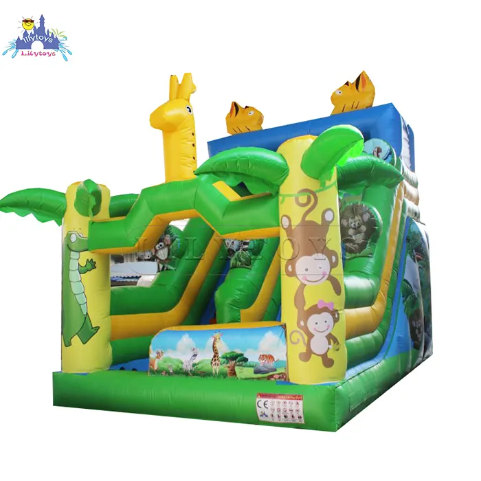 Animal inflatable dry slides for rent slides and bounce castle jumping castle with repair kits