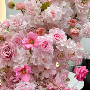 Arche de fleurs artificielles en forme de lune pour toile de fond murale de mariage, roses artificielles pour arche de mariage et mur de fleurs - Product Image 4