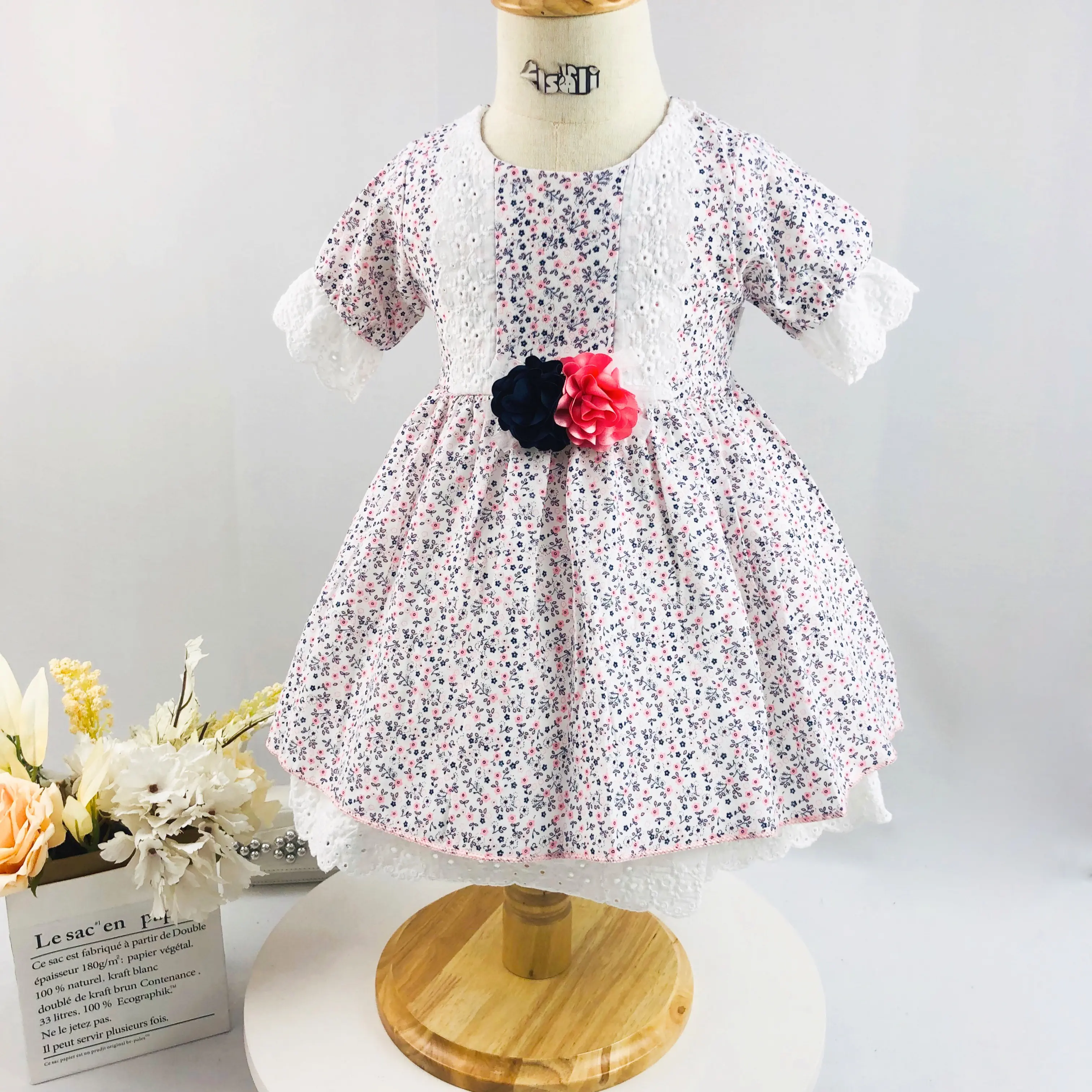 Elsali Princess Print Cotton Girls Dress 2022 Summer Girls Clothes Flare Sleeve Children's Floral Dresses