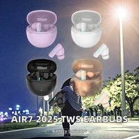 Écouteurs intra-auriculaires sans fil TWS Air7 2025 pour le gaming avec indicateur de batterie LED, lecture Bluetooth, écouteurs de sport bleus