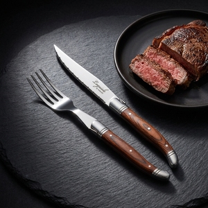 Ensemble de couverts de luxe <span class=keywords><strong>Laguiole</strong></span> en acier inoxydable, couteau et <span class=keywords><strong>fourchette</strong></span> à steak, couverts avec <span class=keywords><strong>manche</strong></span> en <span class=keywords><strong>bois</strong></span> Pakka poli miroir pour 6/24 pièces - Product Image 2