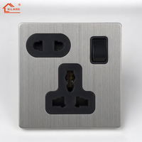 Harga Pabrik 86 Soket dan Saklar UK Premium Bahan Stainless Steel Soket Universal 3 Pin dengan Saklar untuk Saklar Dinding Hotel Listrik