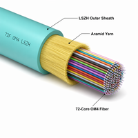 Kabel Serat Optik Multimode OM4 72 Core Indoor dengan Jaket LSZH untuk Kabel Trunk Pusat Data Berdensitas Tinggi