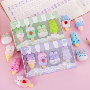 Okul kırtasiye seti hayvan dondurma şekli çocuklar kızlar için sevimli kawaii silgi - Product Image 5