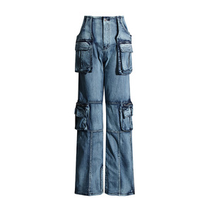 Nuevo Diseño, Jeans de Pierna Recta Holgados con Bolsillos Grandes y Detalles en Contraste para Mujer, a la Moda - Product Image 2