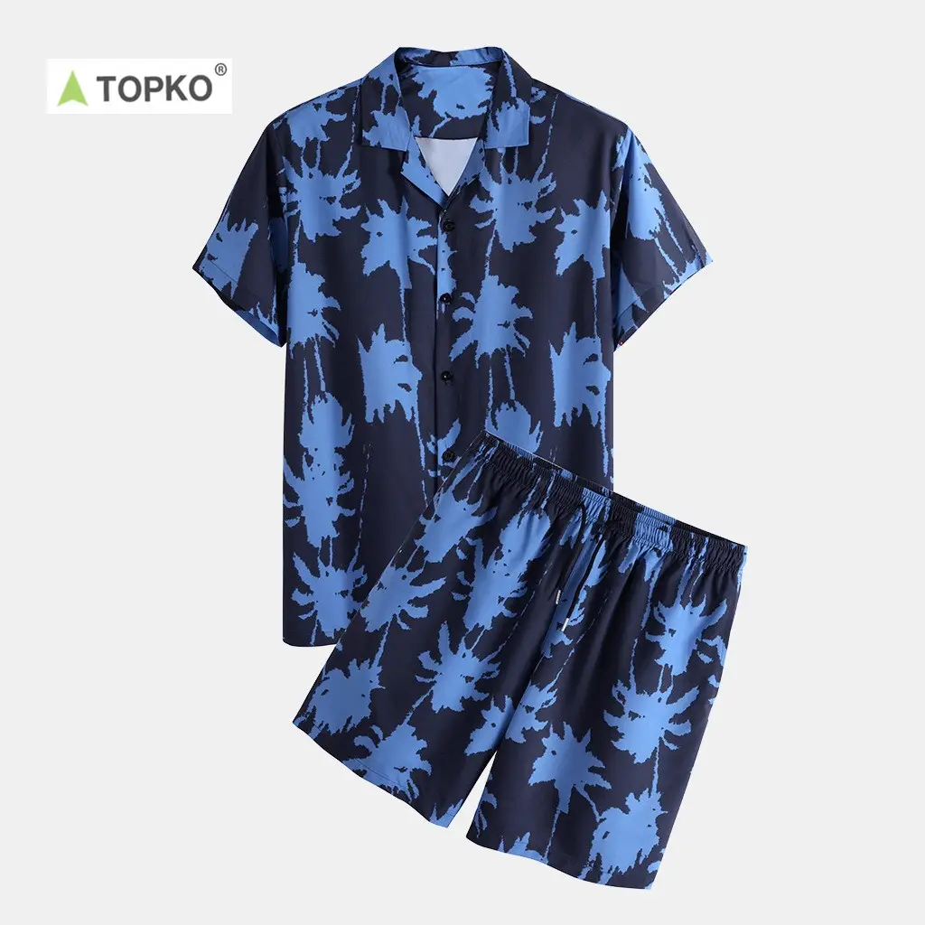 TOPKO high quality wholesale custom manufacturer 2021 new design hawaiian beachwear men